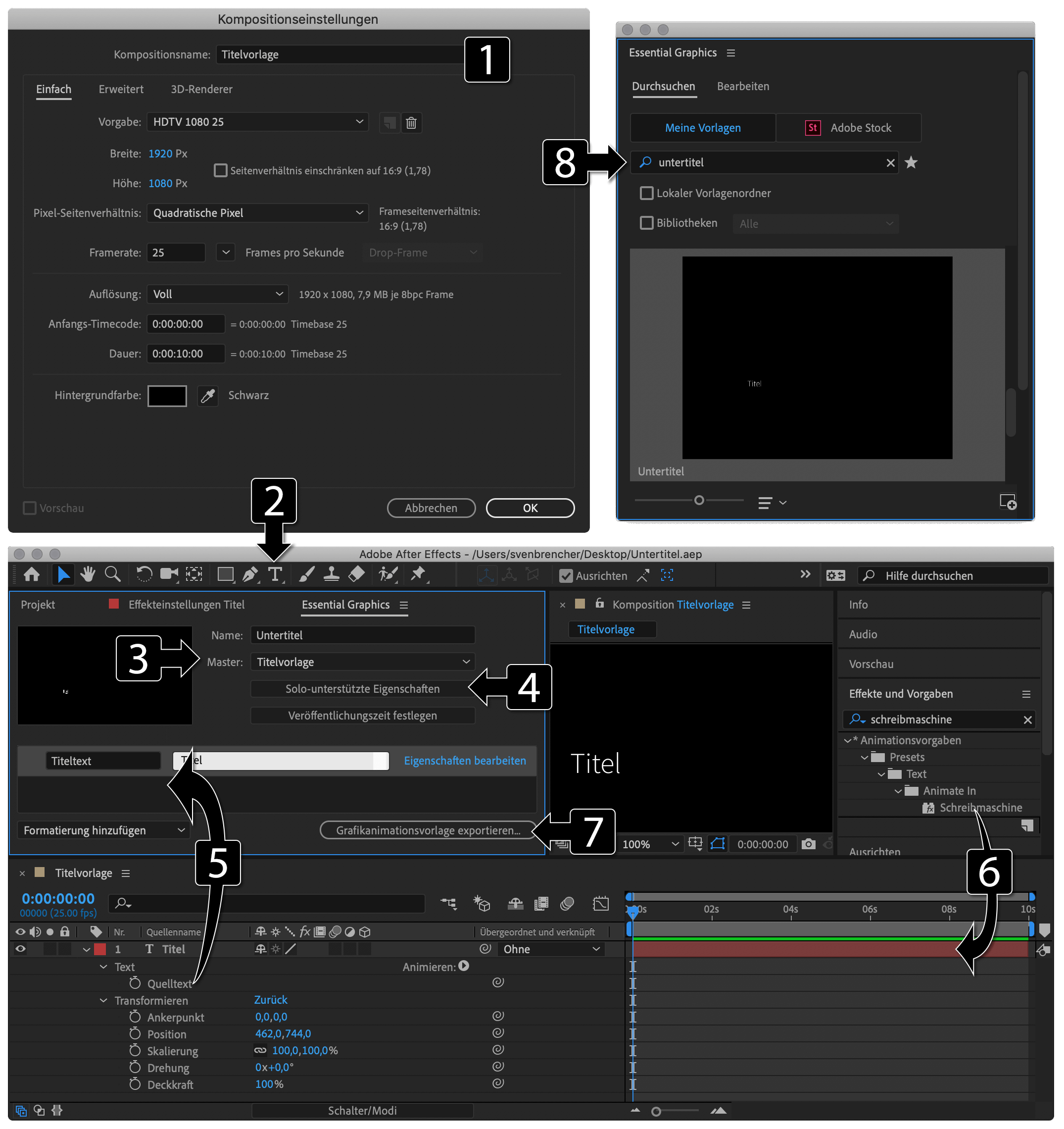 Essential Graphics Funktionen in After Effects