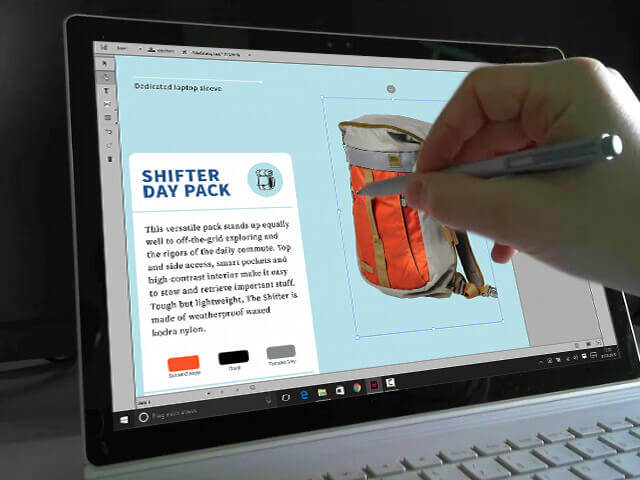 InDesign Touch UI auf dem Surface Book
