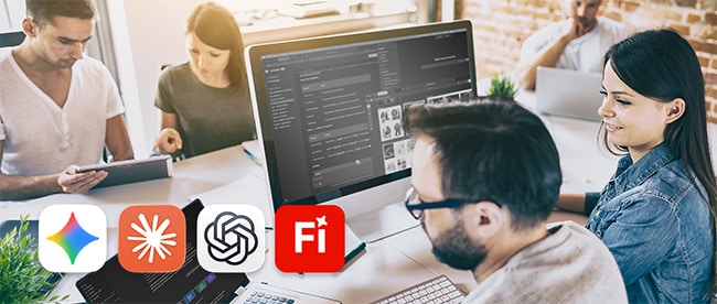Teilnehmende lernen Claude, ChatGPT, Google Gemini und Adobe Firefly im KI-Seminar
