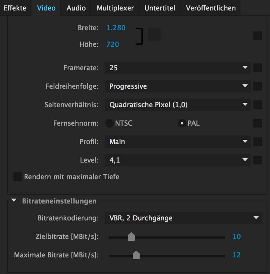 Media Encoder H.264 Kodierung